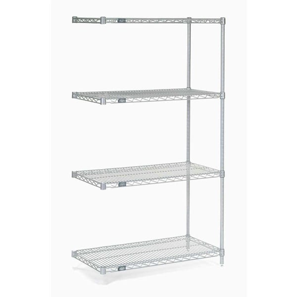 Nexel 5 Tier Silver Epoxy Wire Shelving Add-On Unit, 36W x 24D x 63H A24366EP5 - main
